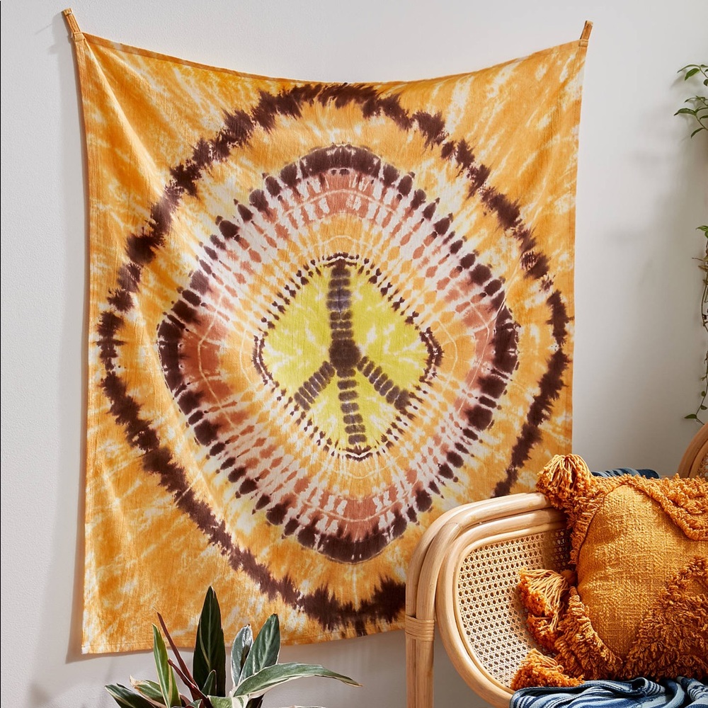 Peace sign hand-dyed tapestry
